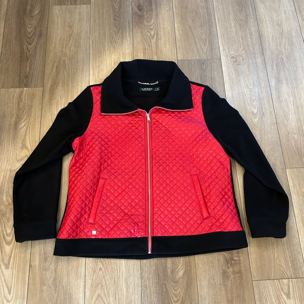 Lauren Ralph Lauren Quilted Zip Jacket Red Black XL